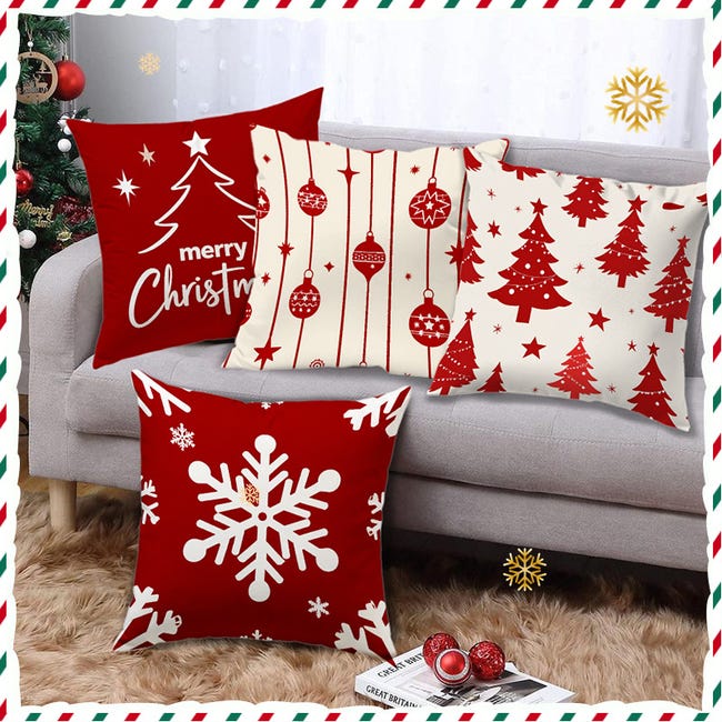 Duendhd Cuscini di Natale Fodere 18 X 18 Set di 4 Decorazioni Natalizie Casa Cuscino Pupazzo di Neve Cuscino Fodera per Home Decor Duendhd Cuscini di Natale Fodere 18 X 18 Set di 4 Decorazioni Natalizie Casa Cuscino Pupazzo di Neve Cuscino Fodera per Home Decor