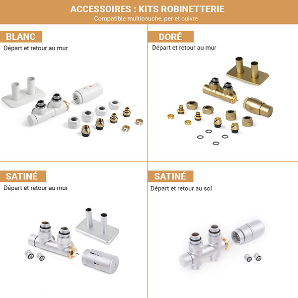 Sèche-serviette eau chaude blanc de 840mm de haut et 500mm de large - 306 Watt - SIM840/500ZXB - 6