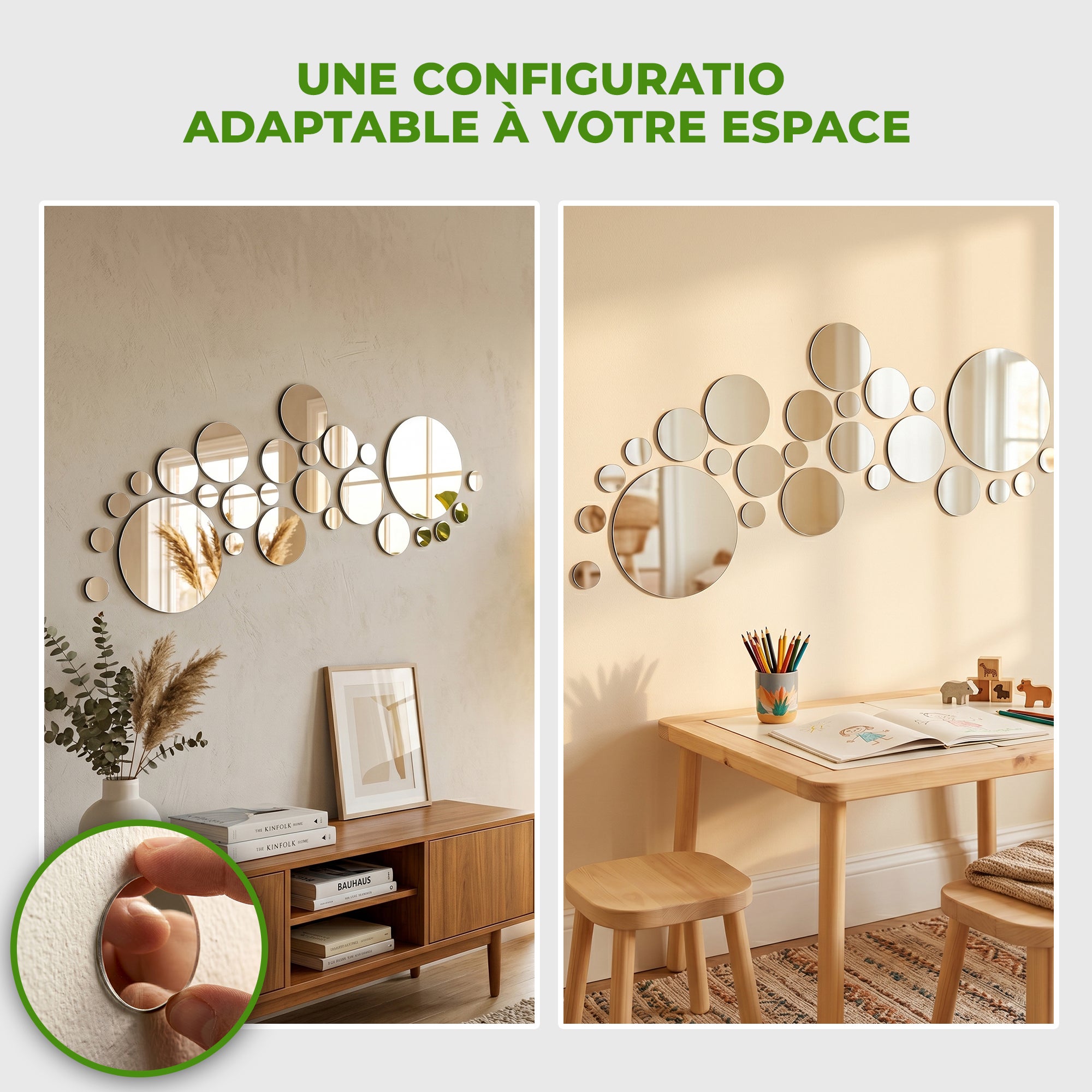 26 stickers miroirs ronds - Autocollants stickers adhésifs effet miroir - 8
