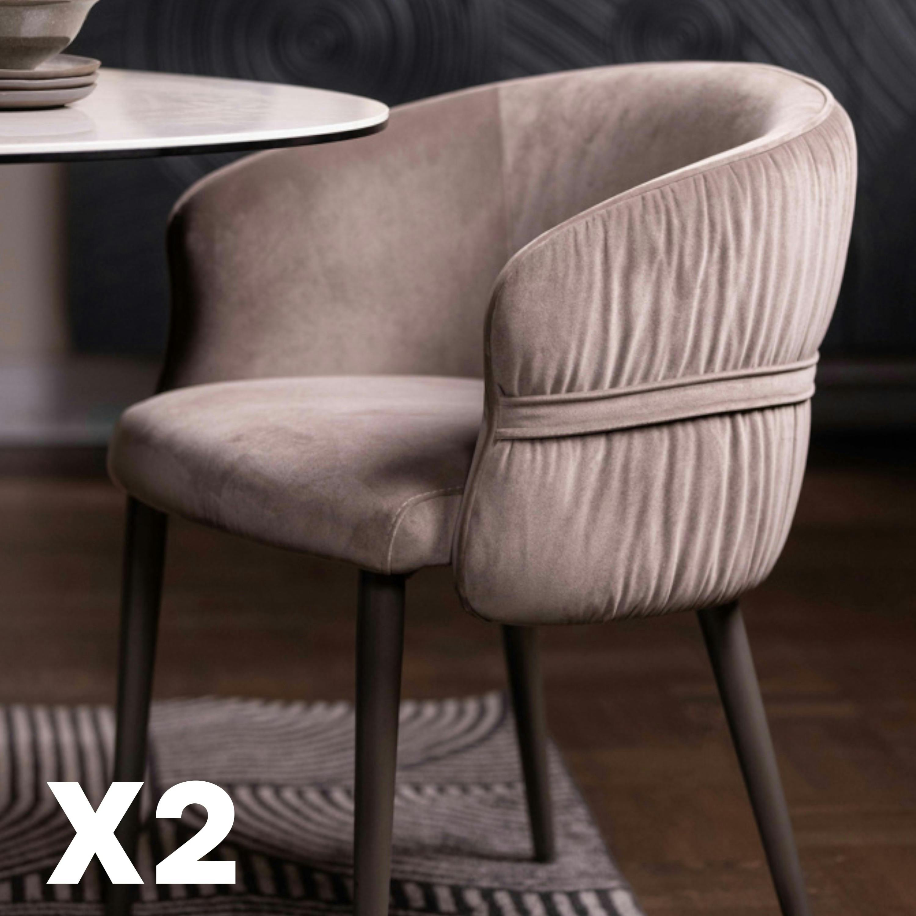 Fauteuil de table taupe dos rond avec galon (lot de 2) TREVI | Leroy Merlin