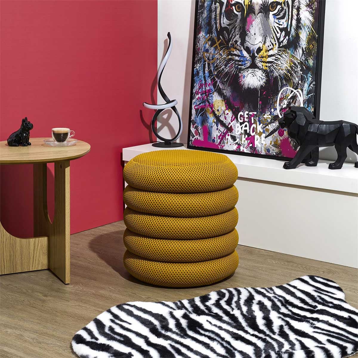 Pouf - Home Deco Factory - Atome - Rangement - Jaune - 4