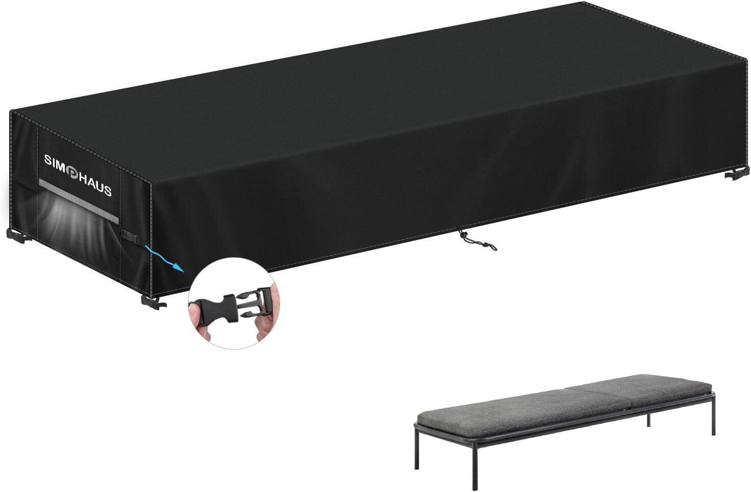 Wodoodporny pokrowiec na leżak ogrodowy, pokrowiec na leżankę, pokrowiec na leżak odporny na promieniowanie UV, tkanina Oxford 420D, 220 x 80 x 40 cm