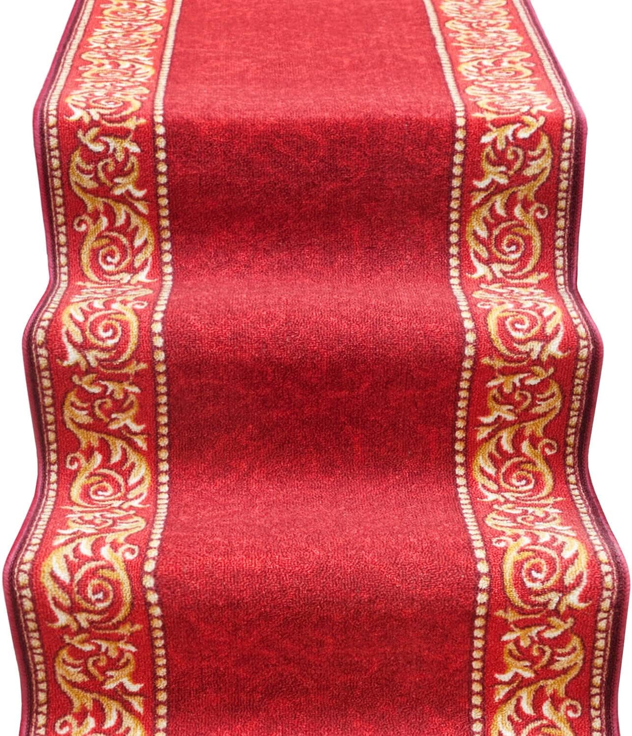 Coureur d'escalier Antidérapant Bordé Entrée Couloir Pas Cuisine Style Baroque Bordeaux 67x140 cm - 6