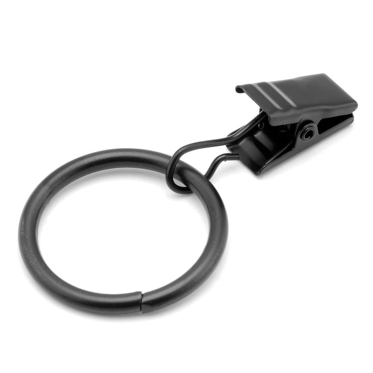 Zestaw 20 czarnych kółek do zasłon, haczyków do zasłon prysznicowych, kółek, klipsów metalowych, akcesoriów do zasłon, 4,0 x 38 mm