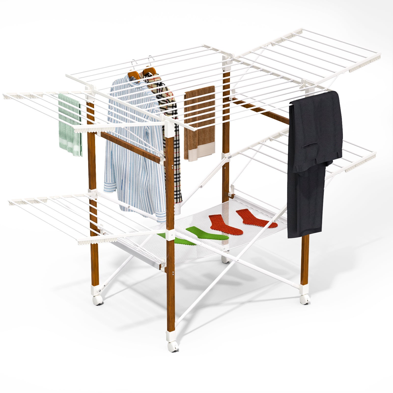 Étendoir à Linge Mural Pliable Pour Linge De 80 Cm Avec 6 Crochets Pour Serviette Et 5 Tiges