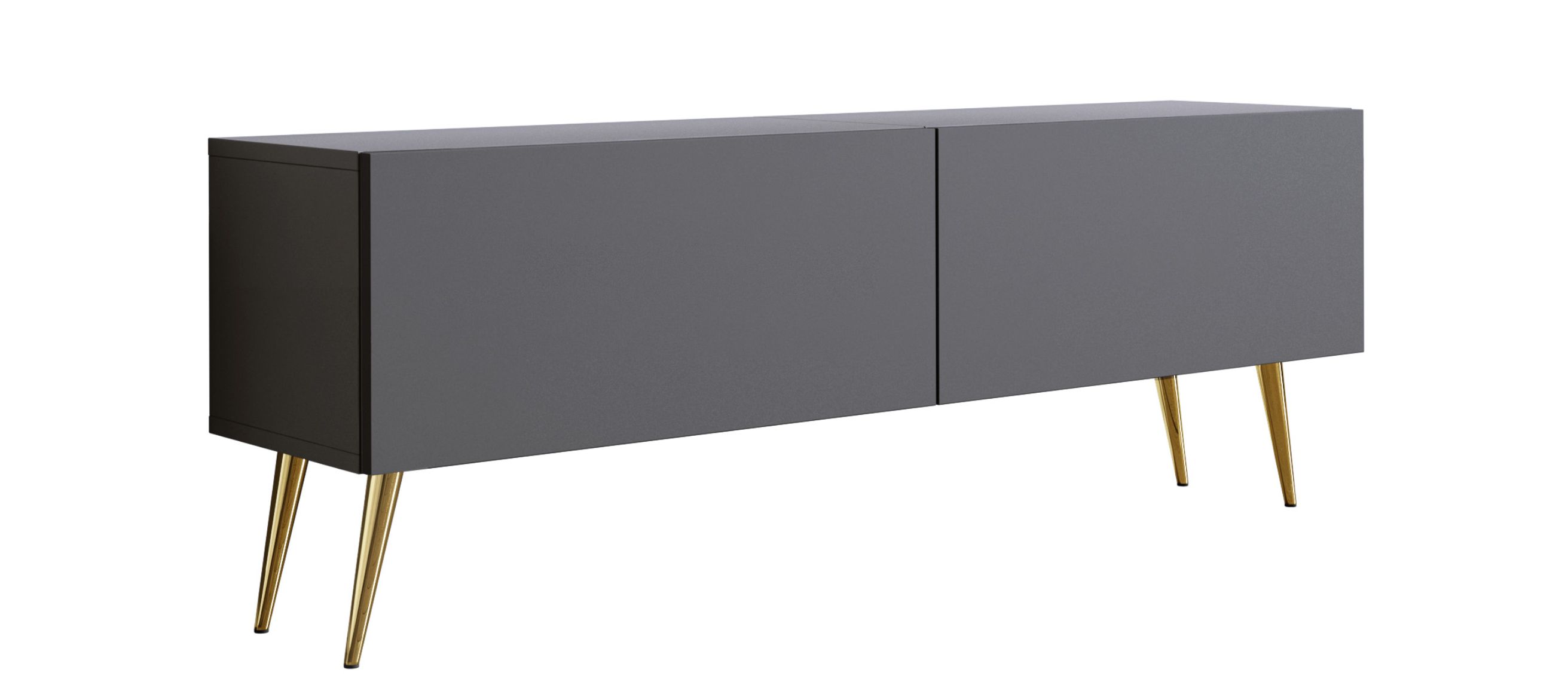 Szafka RTV : Antracyt, złote nogi, 140 x 32 x 52 cm
