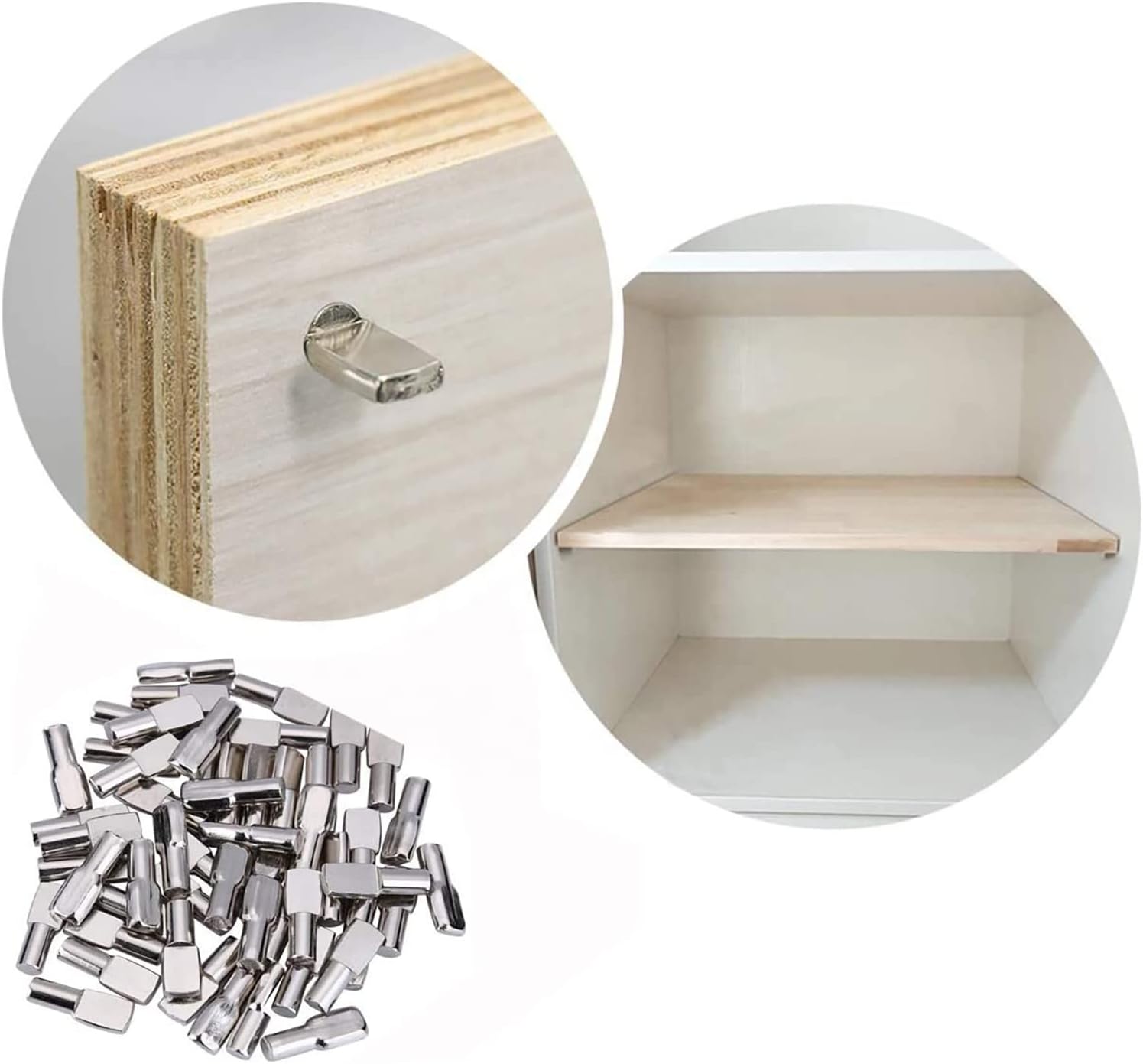 20 szt. gwoździ podporowych do półek, kołków do półek, niklowanych wsporników z blachy do akcesoriów biurkowych i szafkowych – 5 mm x 19 mm - 5