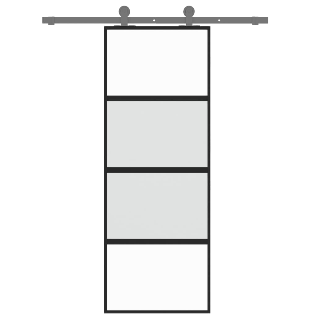 Puerta corredera | Puerta de la cocina vidrio templado y aluminio negra 76x205 cm CFW31208 - 3