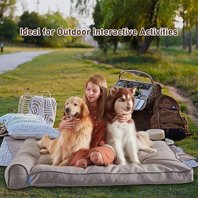 Letto per cane medio e grande con cuscino removibile, fondo antiscivolo e design lavabile, 35x26 pollici, Grigio - 7