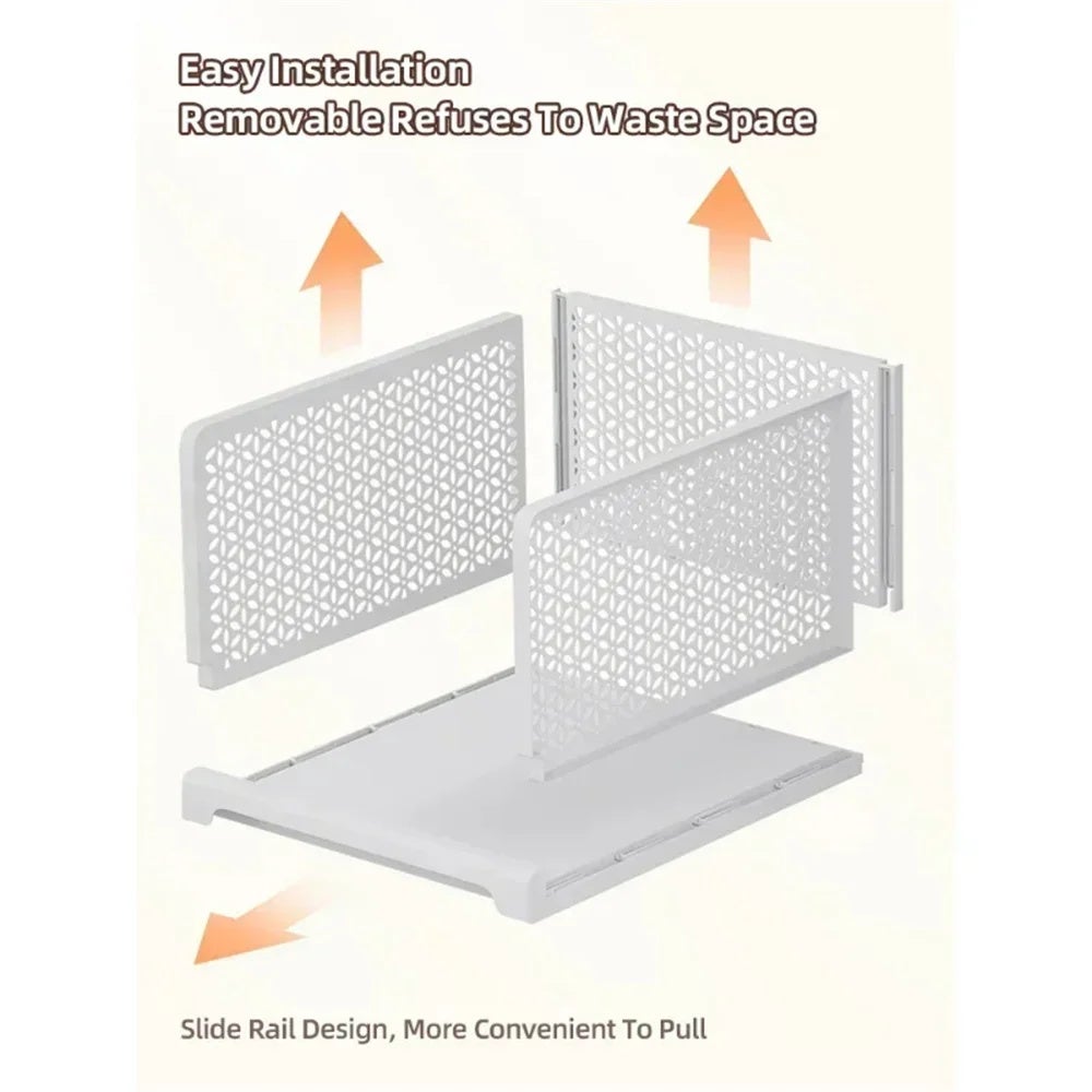 Lot de 2 organiseurs de placard empilables en plastique – boîtes de rangement ventilées pour vêtements, serviettes et séparation efficace d’étagères - 7