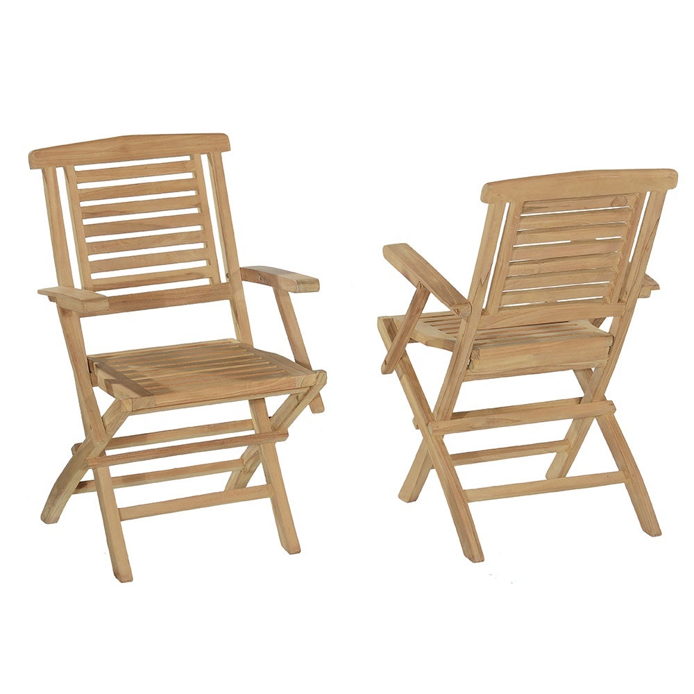 Fauteuils de jardin pliants en teck massif Barbade (lot de 2) - 2