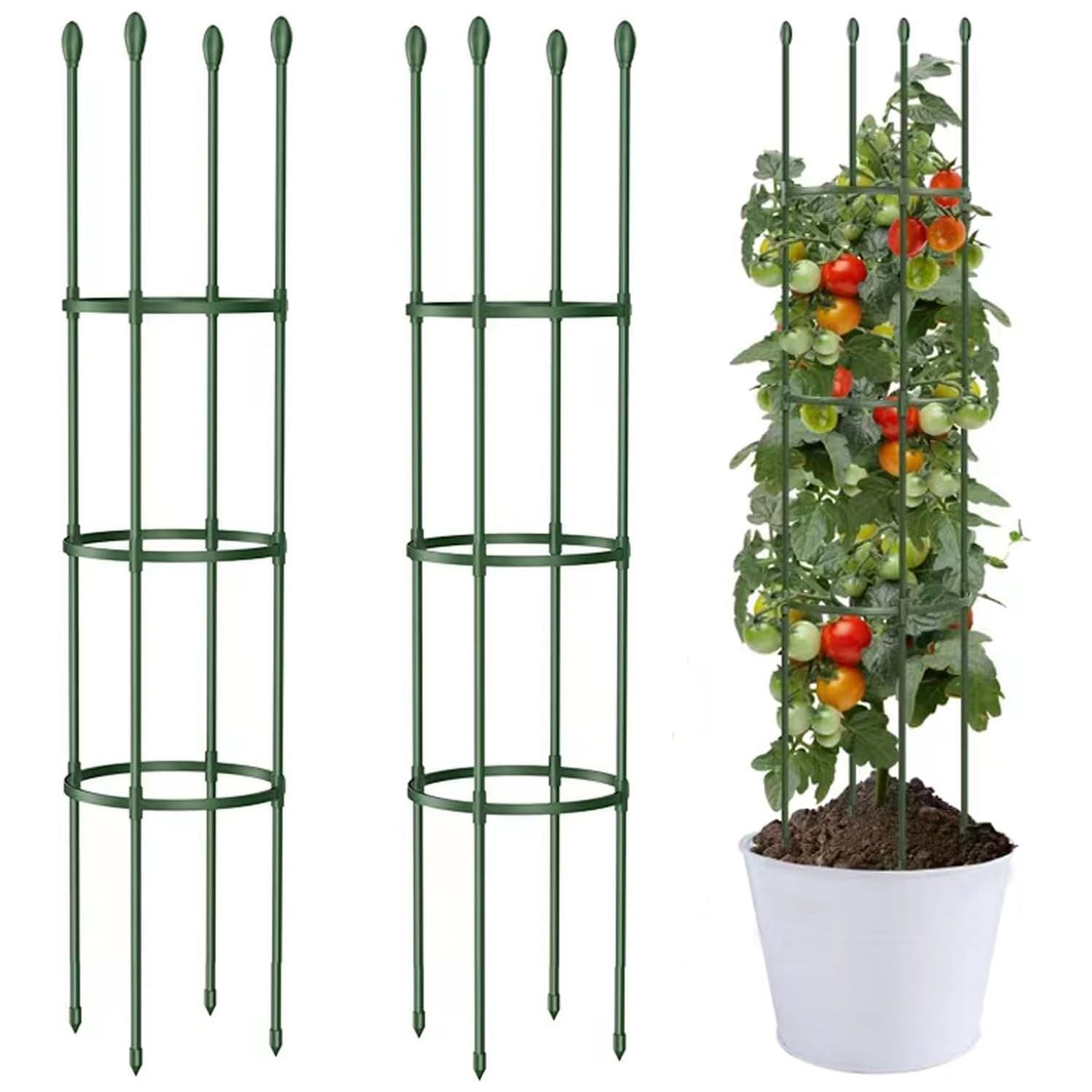 Soporte Para Plantas De Acero - 6 Piezas De 40 Cm, Anillo Abierto Para Rosas, Tomates, Peonías Y Flores
