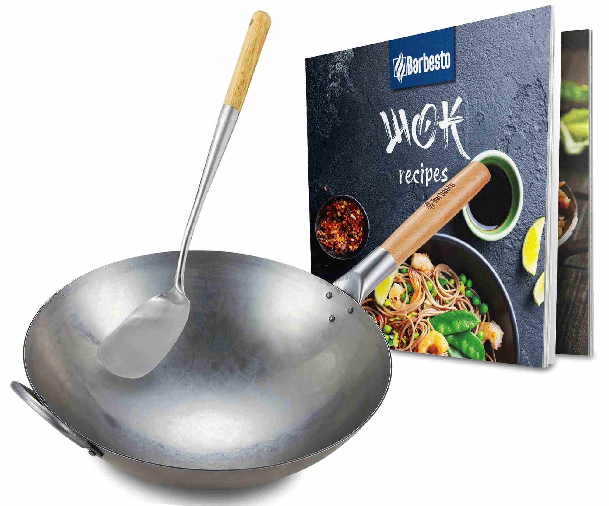 Scuola di Wok Wok Star Flat Bottom Wok, Acciaio al Carbonio, Argento, 26,7 cm