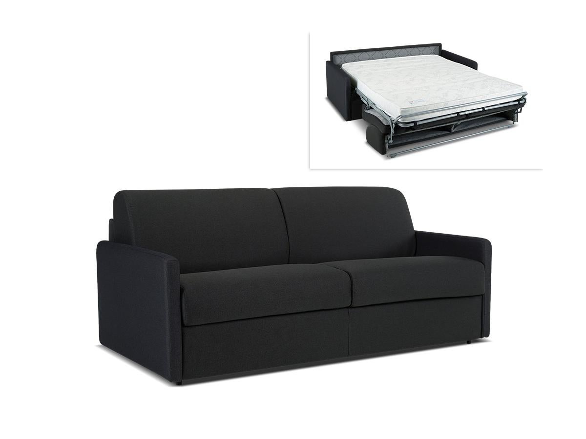 Canapé 3 places convertible express en tissu beige - Couchage à lattes larges 140 cm - Matelas 14 cm CALIFE - 9