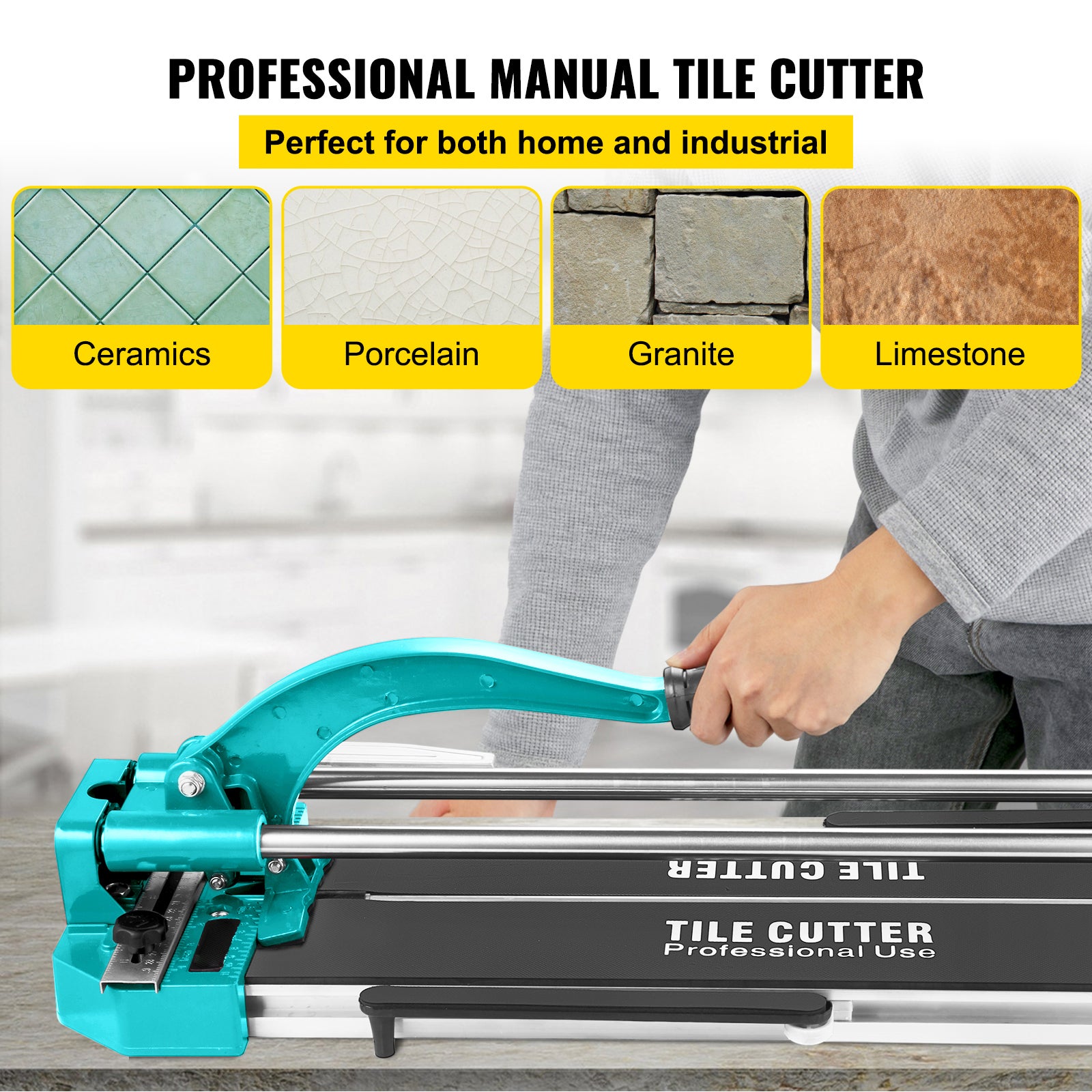 Cortador de azulejos manual 31 polegadas,SucceBuy trilhos duplos e suportes,tampa 3/5 polegadas com ferramentas a laser precisas para corte preciso - 4
