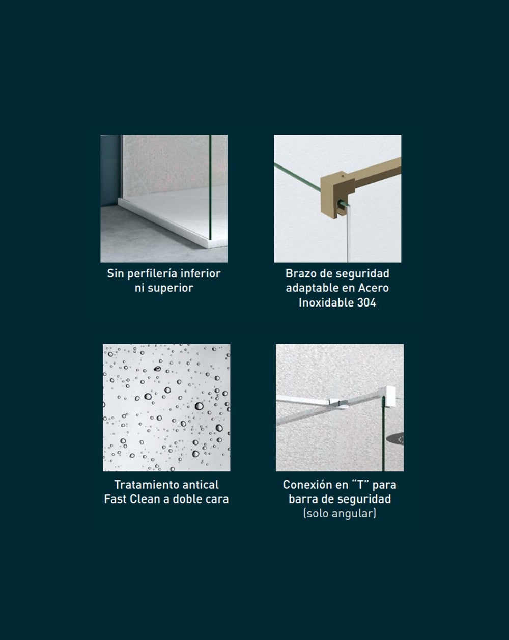 Painel de duche fixo de entrada | 120 cm | Vidro 8mm Transparente Anti-calcário | 195cm Altura | Perfil do ouro - 4