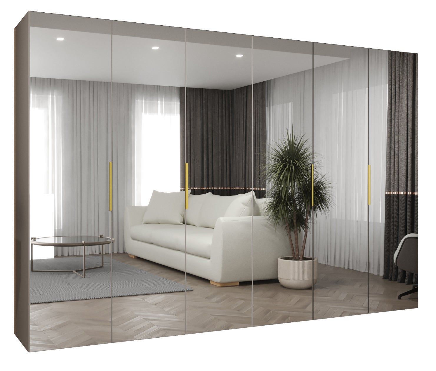 Szafa uchylna otwierana Marbella 3 300 x 52 x 202 cm kaszmir + u. złoty Abiks Meble