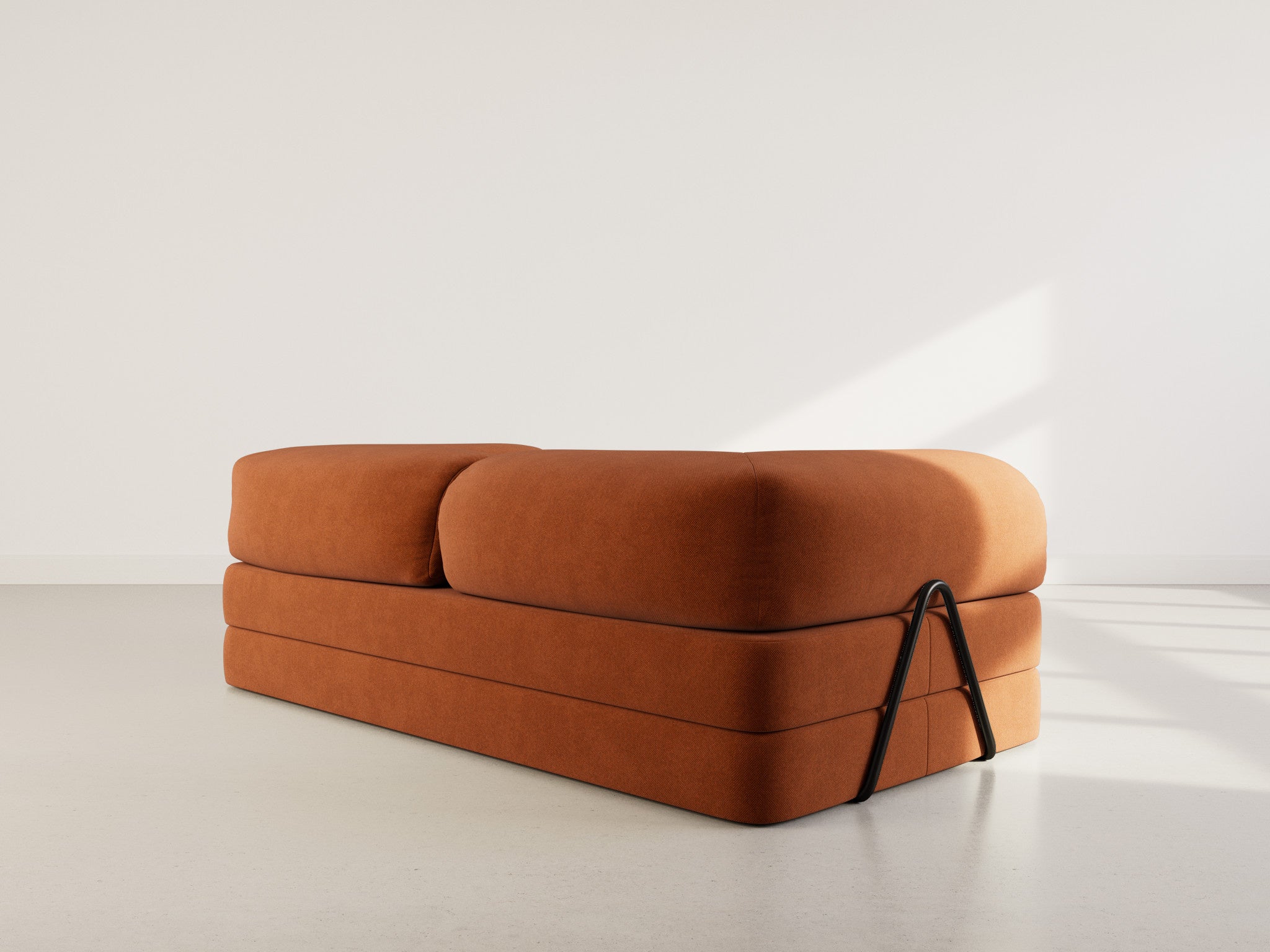 Canapé droit convertible 3 places en velours texturé terracotta - NEBULA - Best Mobilier - 7