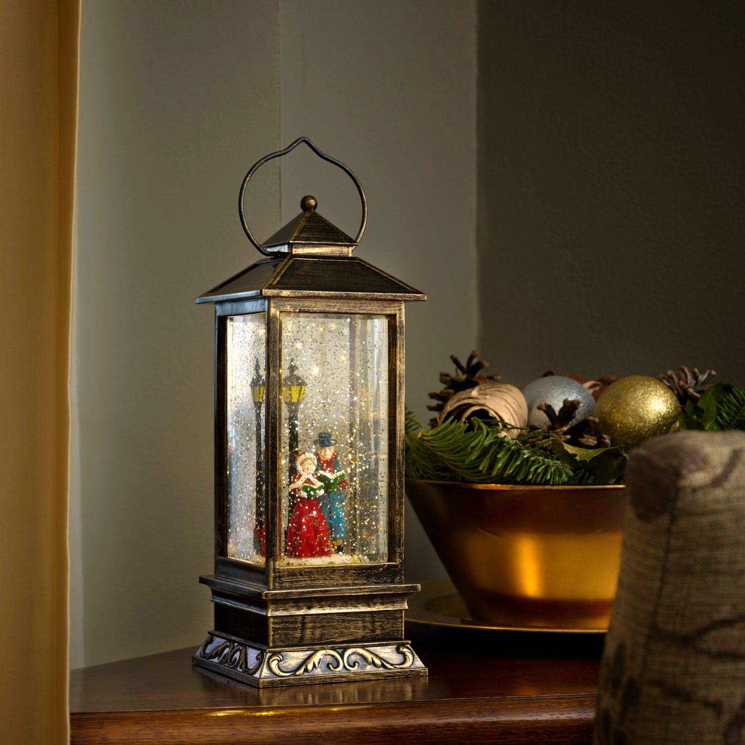 Konstsmide Lanterna LED Globo Di Neve: 'Merry Christmas' Con Renne, Effetto Neve E Timer 5 Ore, Funziona A Batteria - 2