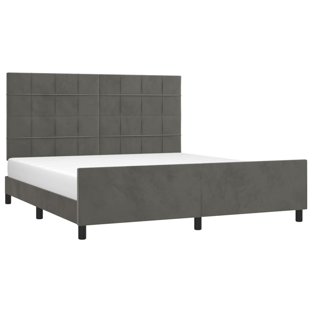 Cadre de lit sans matelas gris foncé 160 x 200 cm en velours - 3