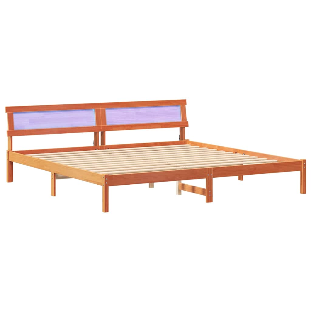 Łóżko Drewniane Brązowe Rama Łóżka Ze Stelażem Sypialnia Pokój 200 x 200 cm