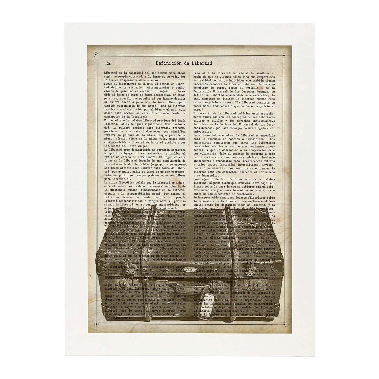 Poster de maleta antigua.láminas vintage para posters con diseño vintage y definiciones. marco negro - a3