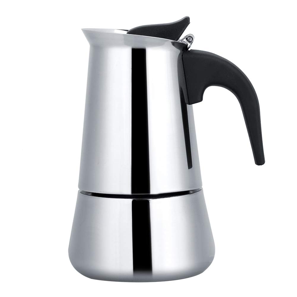 Cafetière En Acier Inoxydable 4 Tasses Sur La Cuisinière Moka Pot