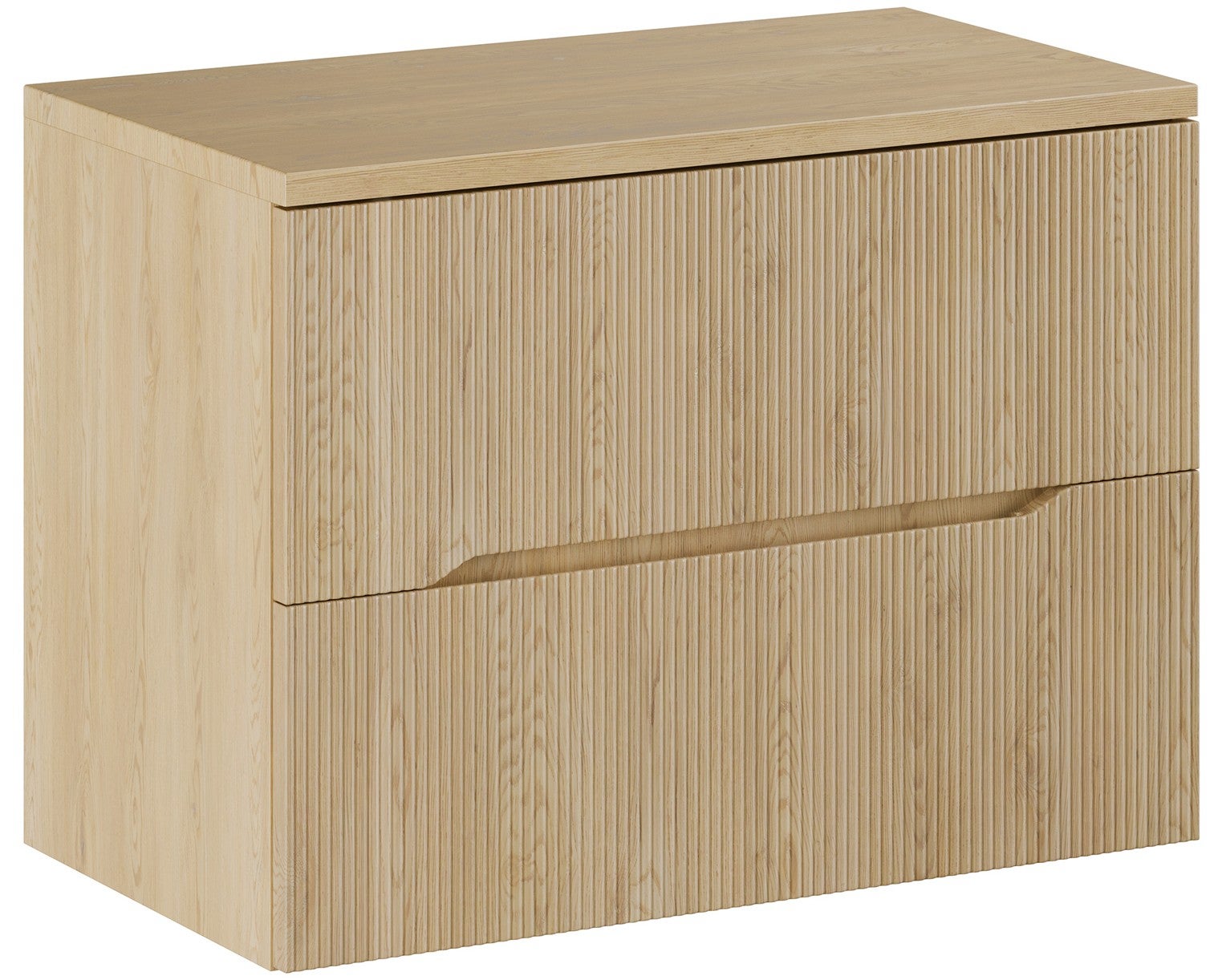 Szafka łazienkowa Nordic Cremona 80 cm dąb ryflowana MDF z blatem wisząca