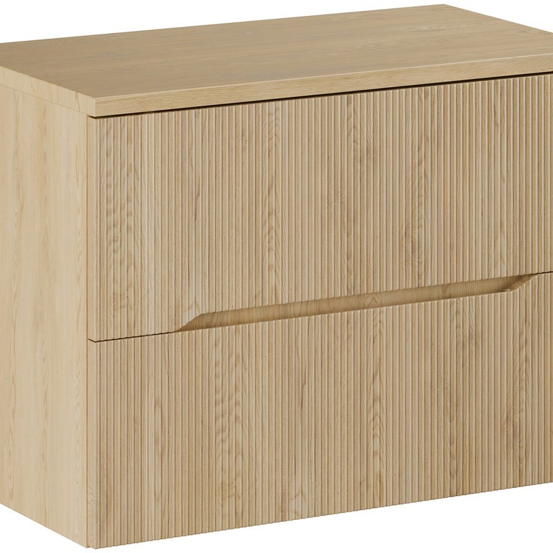 Szafka łazienkowa Nordic Cremona 80 cm dąb ryflowana MDF z blatem wisząca