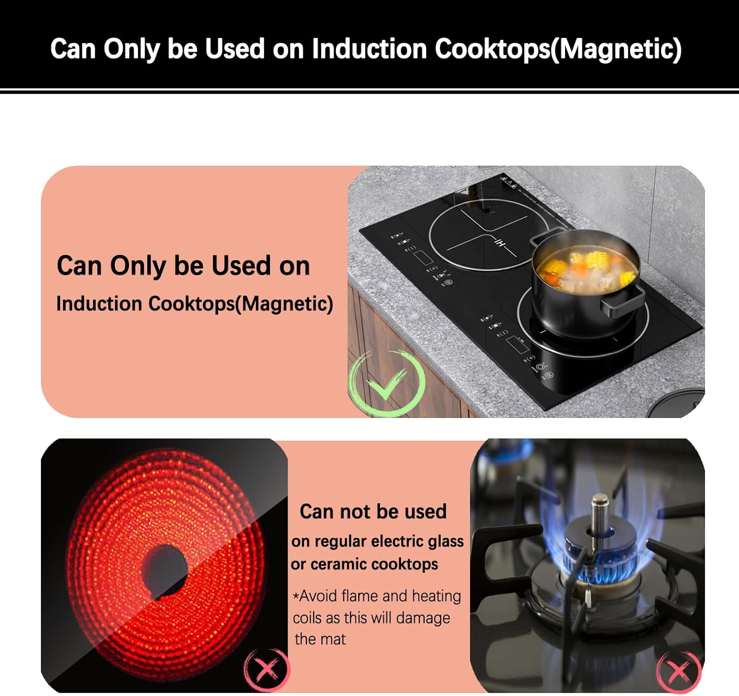 60x52cm Tapis de Protection Plaque Induction Protege Plaque Induction Silicone Protection Plaque de Cuisson Induction (Magnétique) Tapis de Cuisson - 5