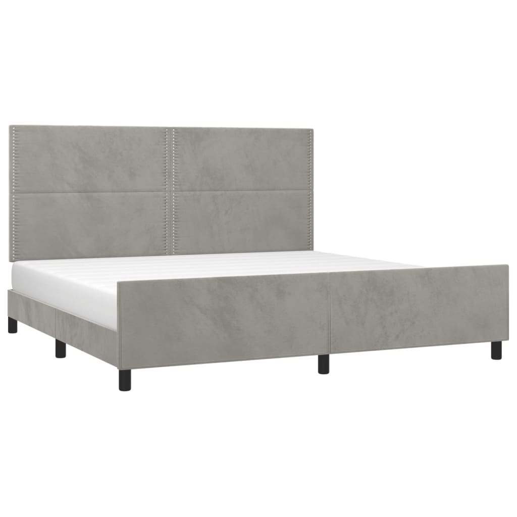 Cadre de lit sans matelas gris clair 200x200 cm velours - 3