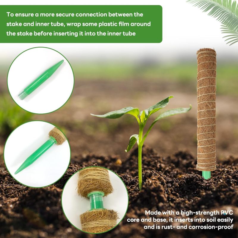 Tuteurs mousse 4 pièces&nbsp;– empilables fibre coco – support Monstera, pothos, philodendron – int/ext. - 5