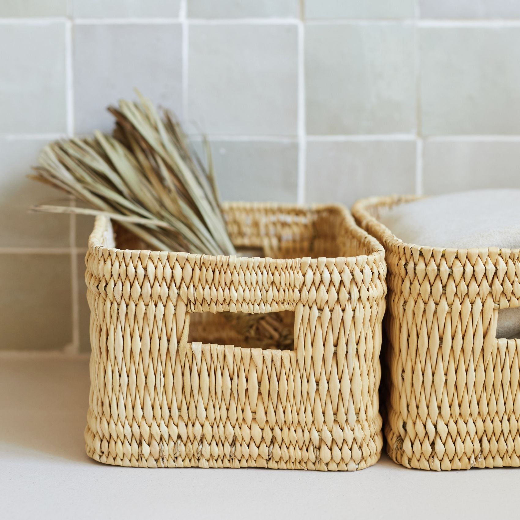 Panier de rangement rectangle Hassira - Naturel - 27x19x14 cm - Osier - 2