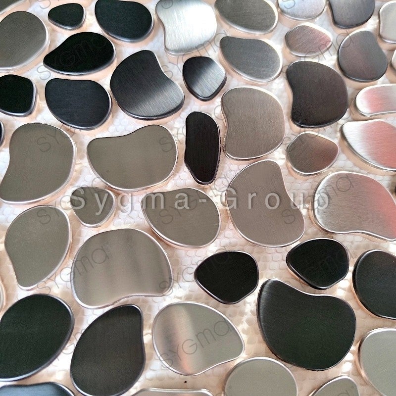 Mosaique en acier inoxydable galets pour sol et mur douche salle de bains modele GALET TWIN - 4