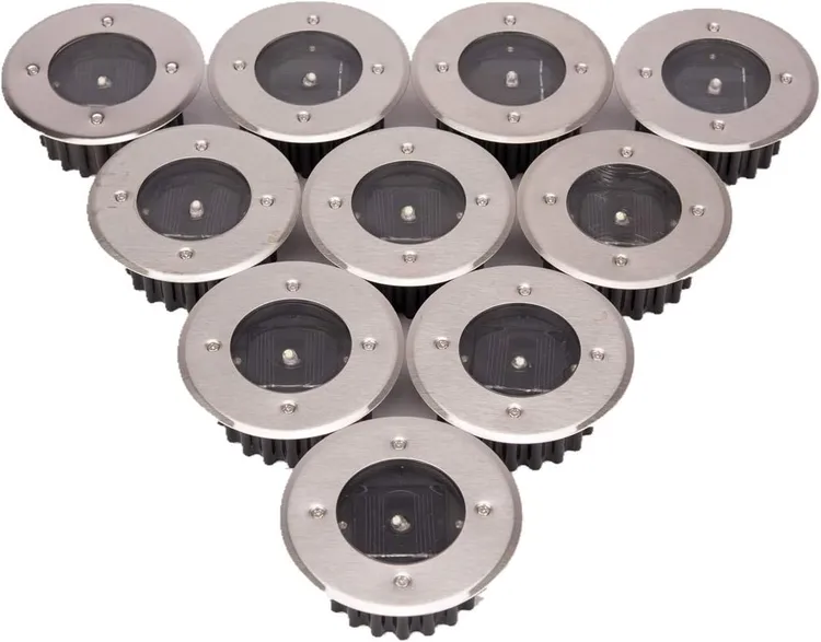 LED Lampe solaire au sol 10 Pack, lumière extérieure, Réverbère Lumières, Ensevelies Lumière, étanche IP65 (Blanc Froid, Rond) Classe énergétique A+ - 4