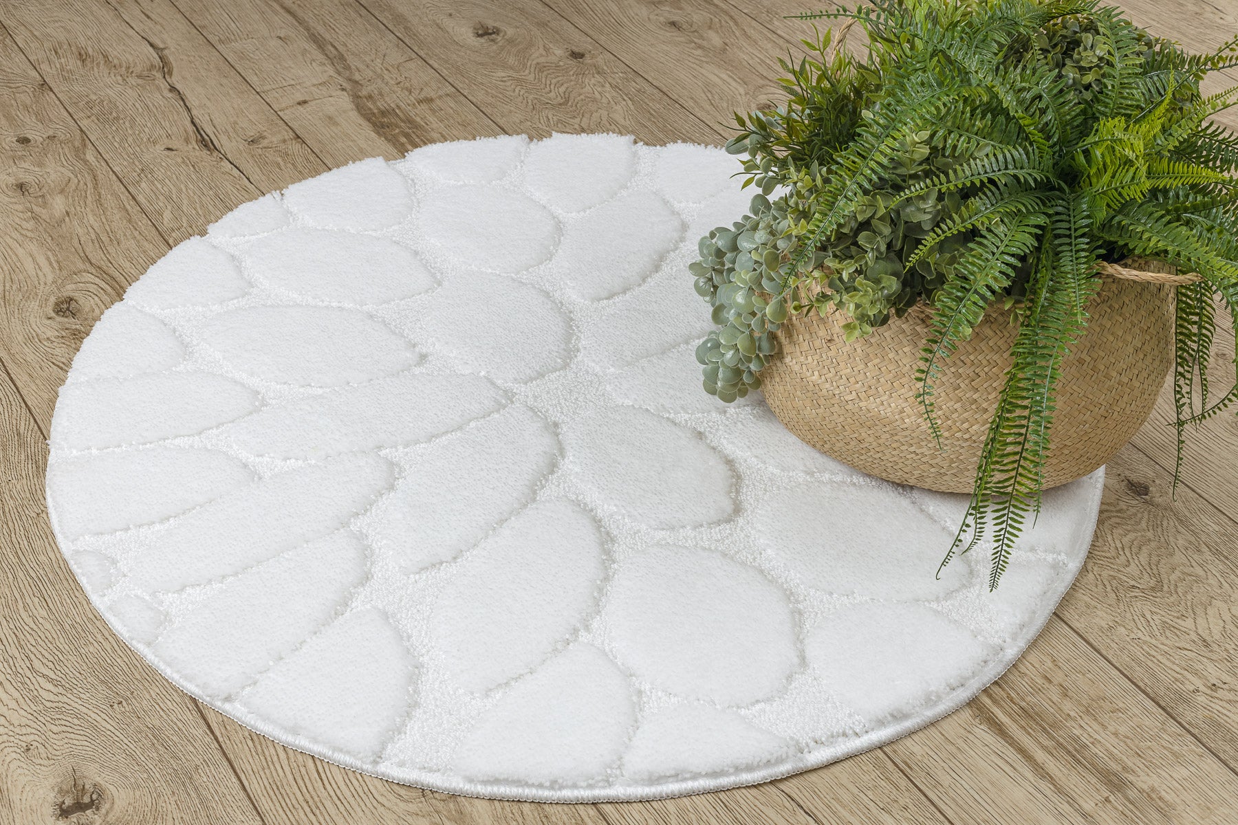 Tapis de salle de bain SUPREME cercle STONES, des pierres, antidérapant, doux - blanc cercle 100 cm - 5