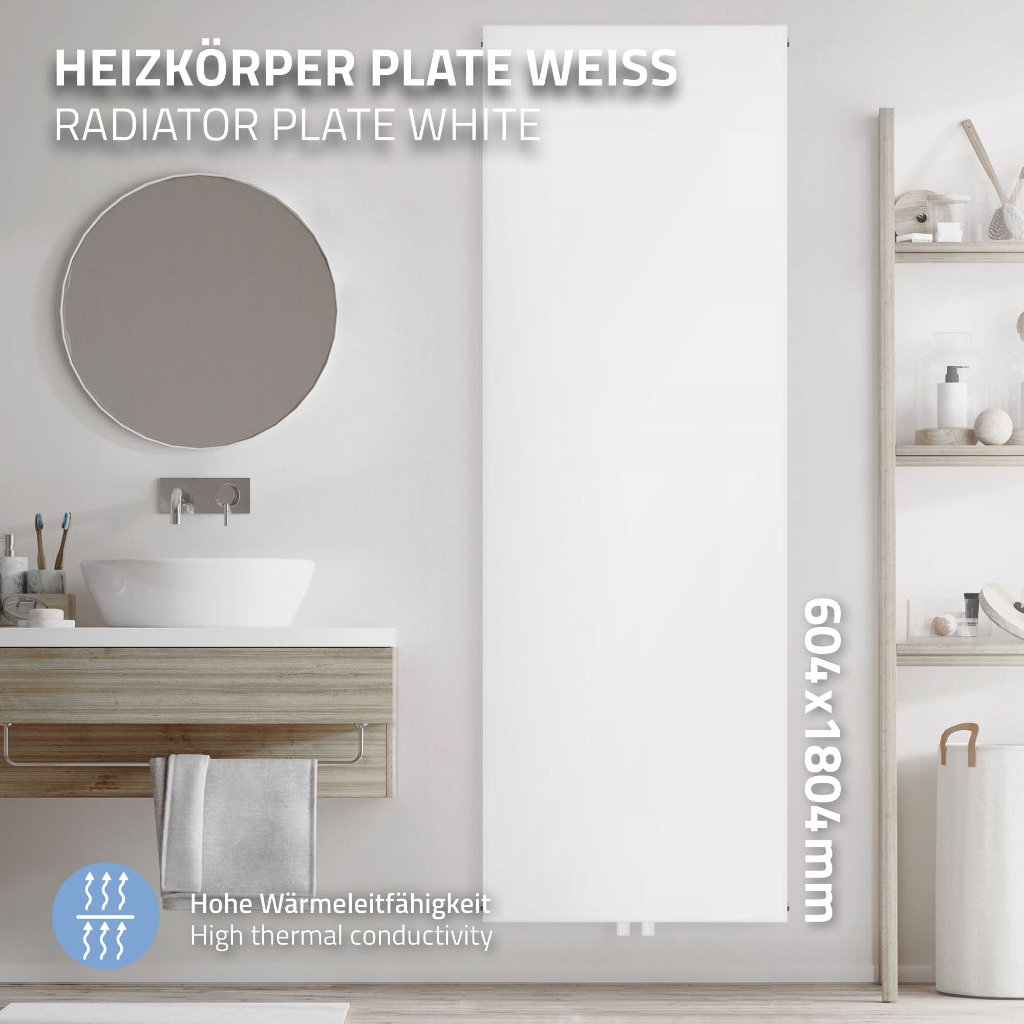 Radiatore Termoarredo Design Verticale Bianco - 1630x308 Mm, Doppio Pannello, Acciaio - Foto 5