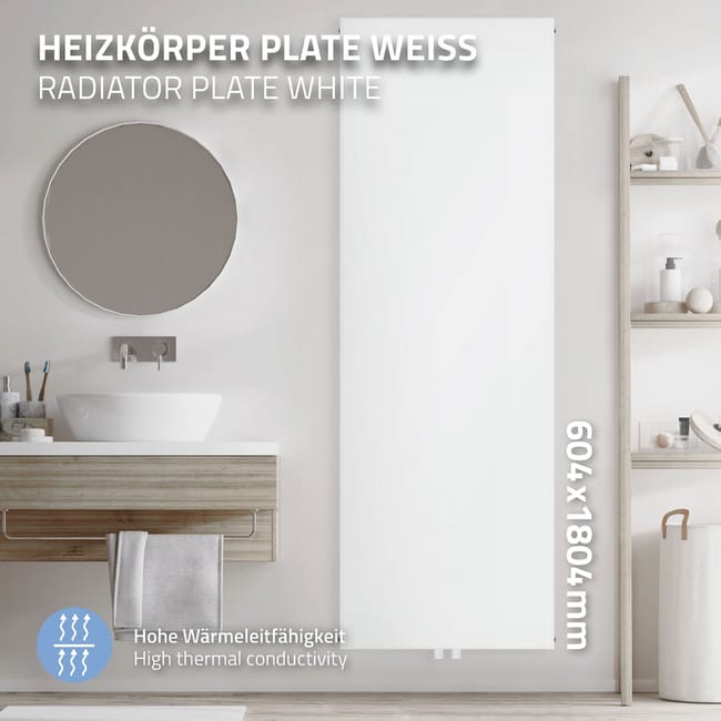 Radiatore Termoarredo Design Verticale Bianco - 1630x308 Mm, Doppio Pannello, Acciaio - Foto 5