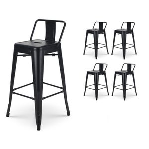 Set Di 2 Sgabelli Da Bar Industriali Con Schienale – Altezza Regolabile 64-84 Cm, Seduta In Legno, Struttura In Metallo, Stile Retrò - 2