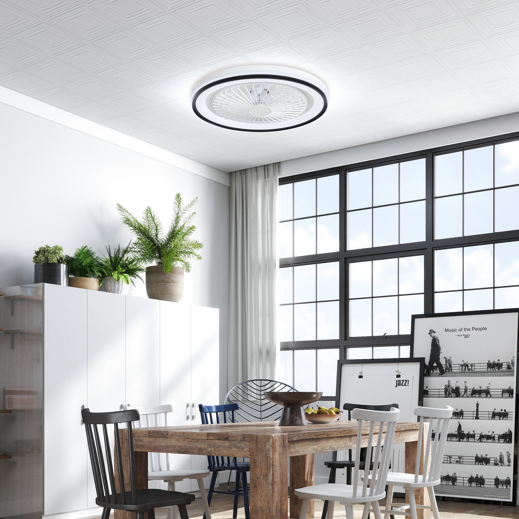 Ventoinha de Teto com Luz LED HOMCOM PC, Acrílico e ABS Branco Ø48x13 cm B31-515V00WT - 5