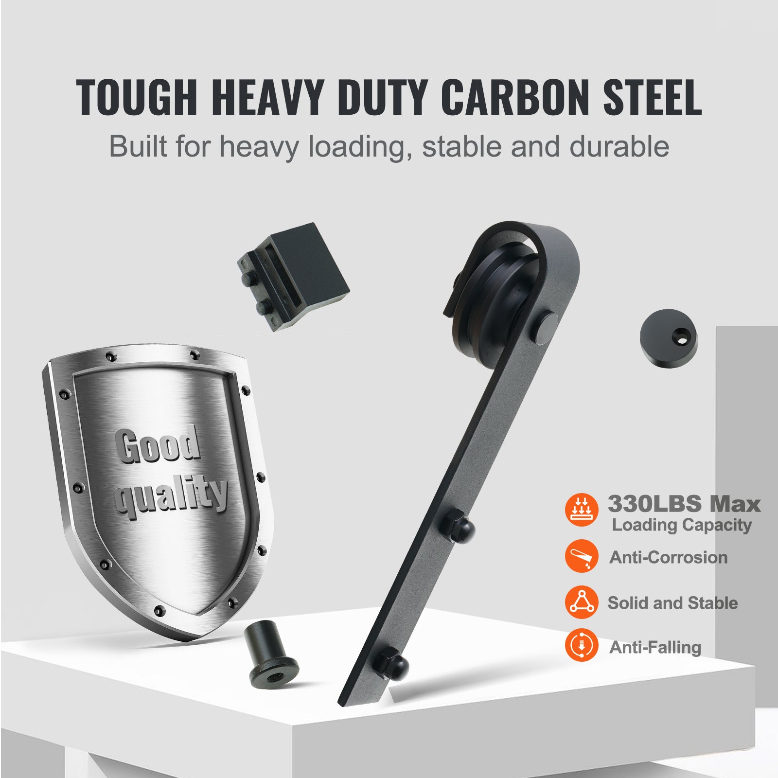 Kit Herramientas Puerta Corrediza SucceBuy 8 Pies,Riel Robusto 330 lb para Puerta Simple,Compatible con Paneles 3,7-4,3 Pies,Polea en J Silenciosa - 5