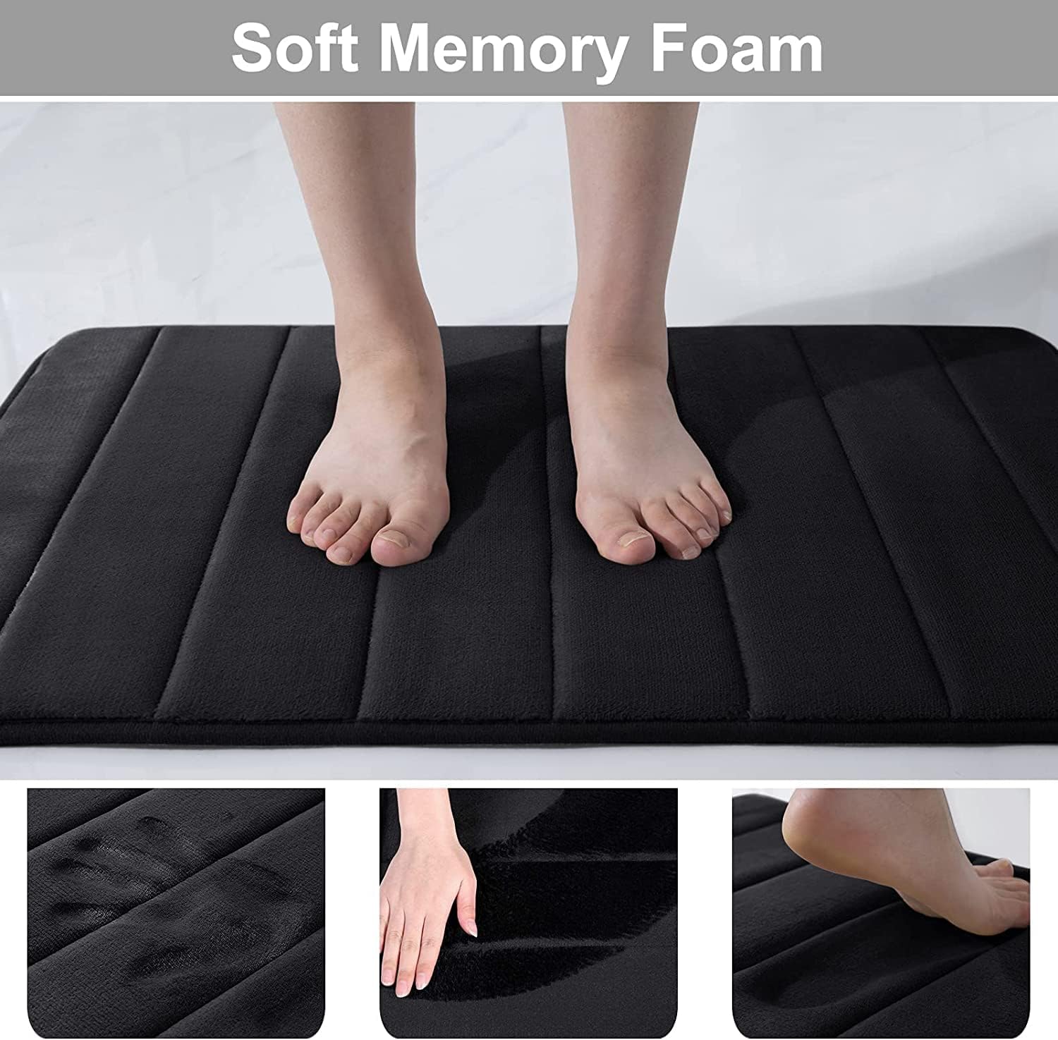 Tapis De Bain Mémoire De Forme Antidérapant 50x60cm - Ensemble Salle De Bain Doux