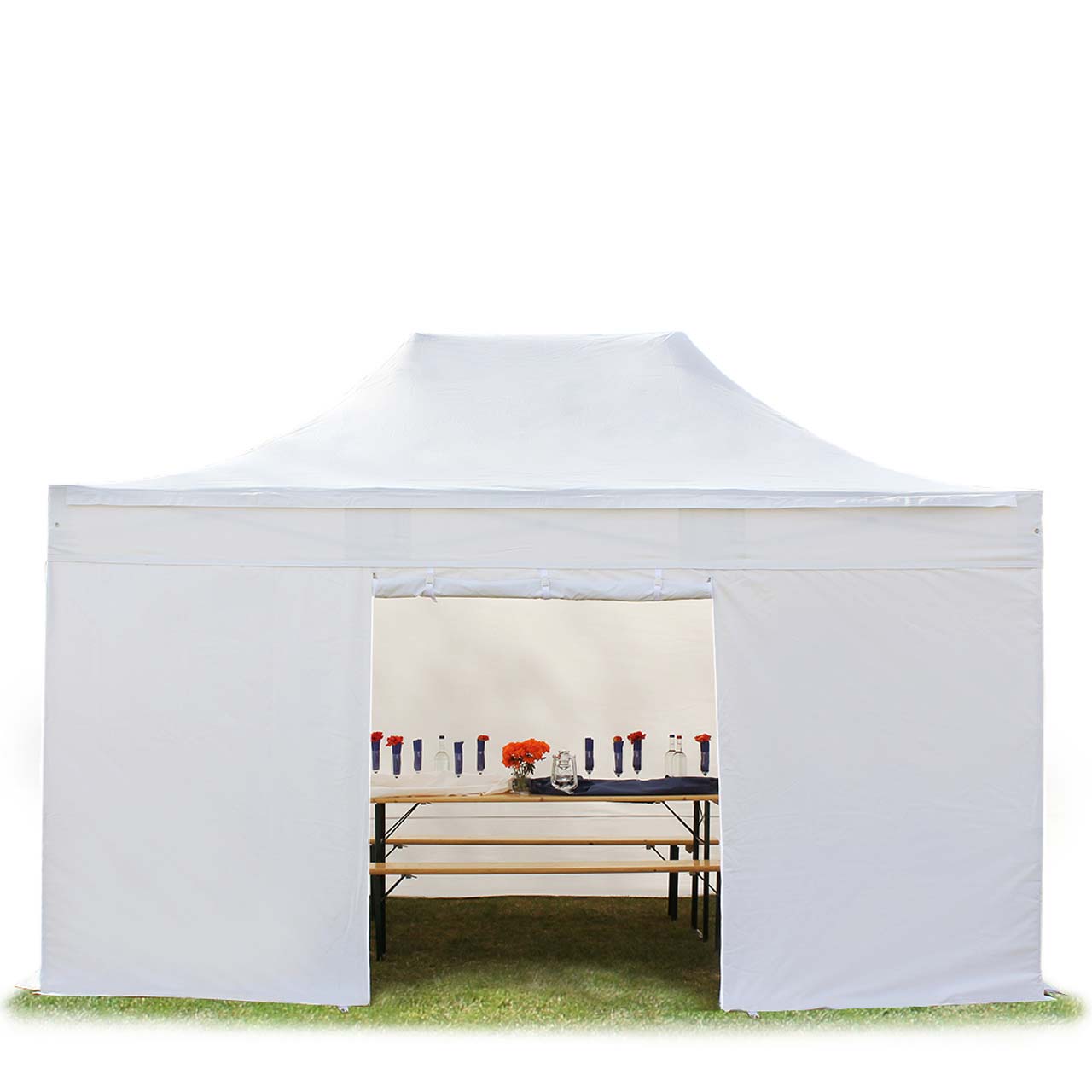 3x4,5 m Namiot Ekspresowy, PREMIUM Stal 40mm, ze ścianami bocznymi, bez okien, biały