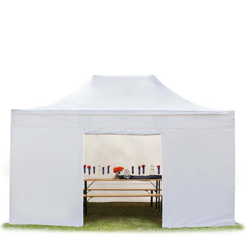 3x4,5 m Namiot Ekspresowy, PREMIUM Stal 40mm, ze ścianami bocznymi, bez okien, biały