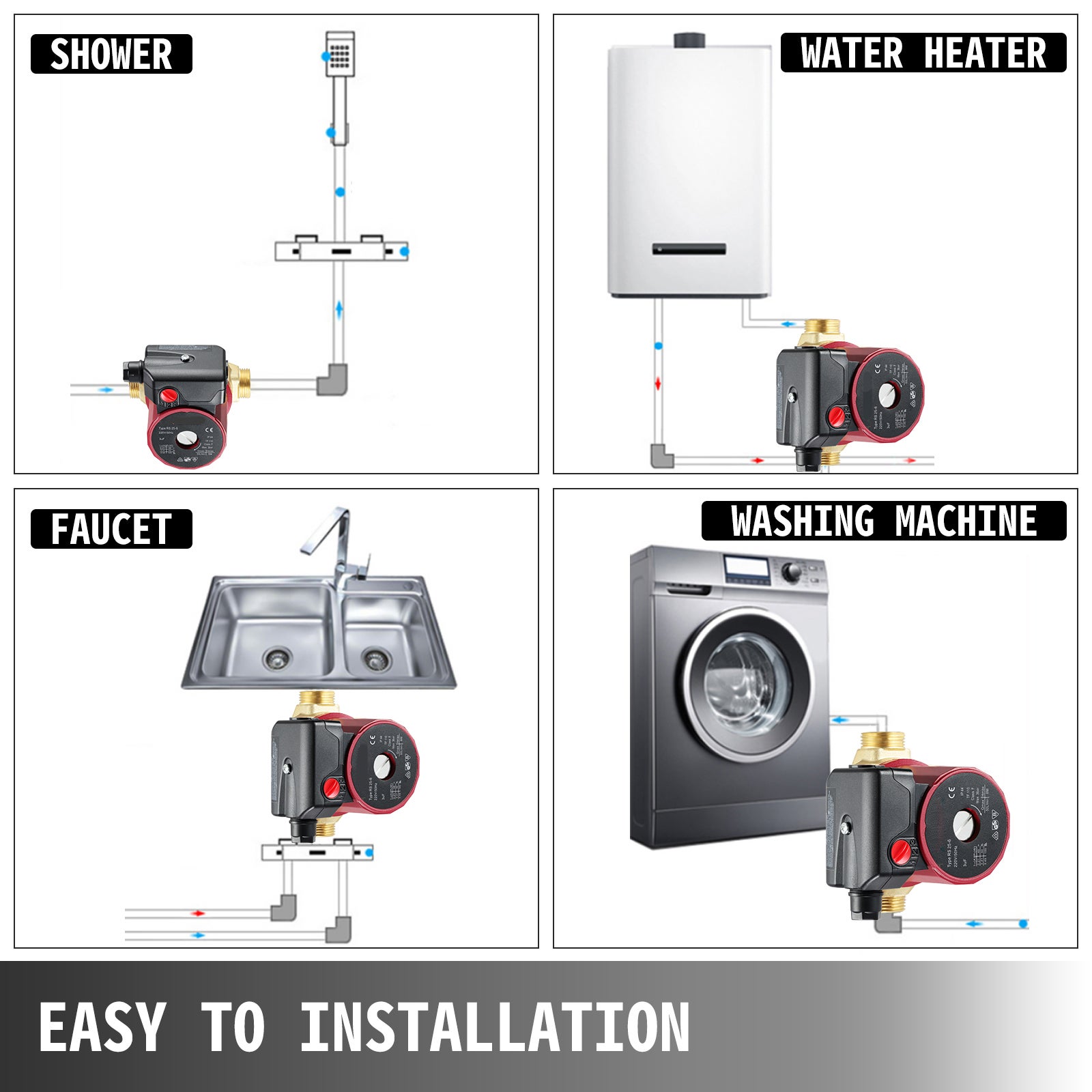 Bomba de circulación 50 L/min SucceBuy, altura 6 m, 3 velocidades, hierro/latón 220 V para ACS, caldera, suelo radiante y solar - 8