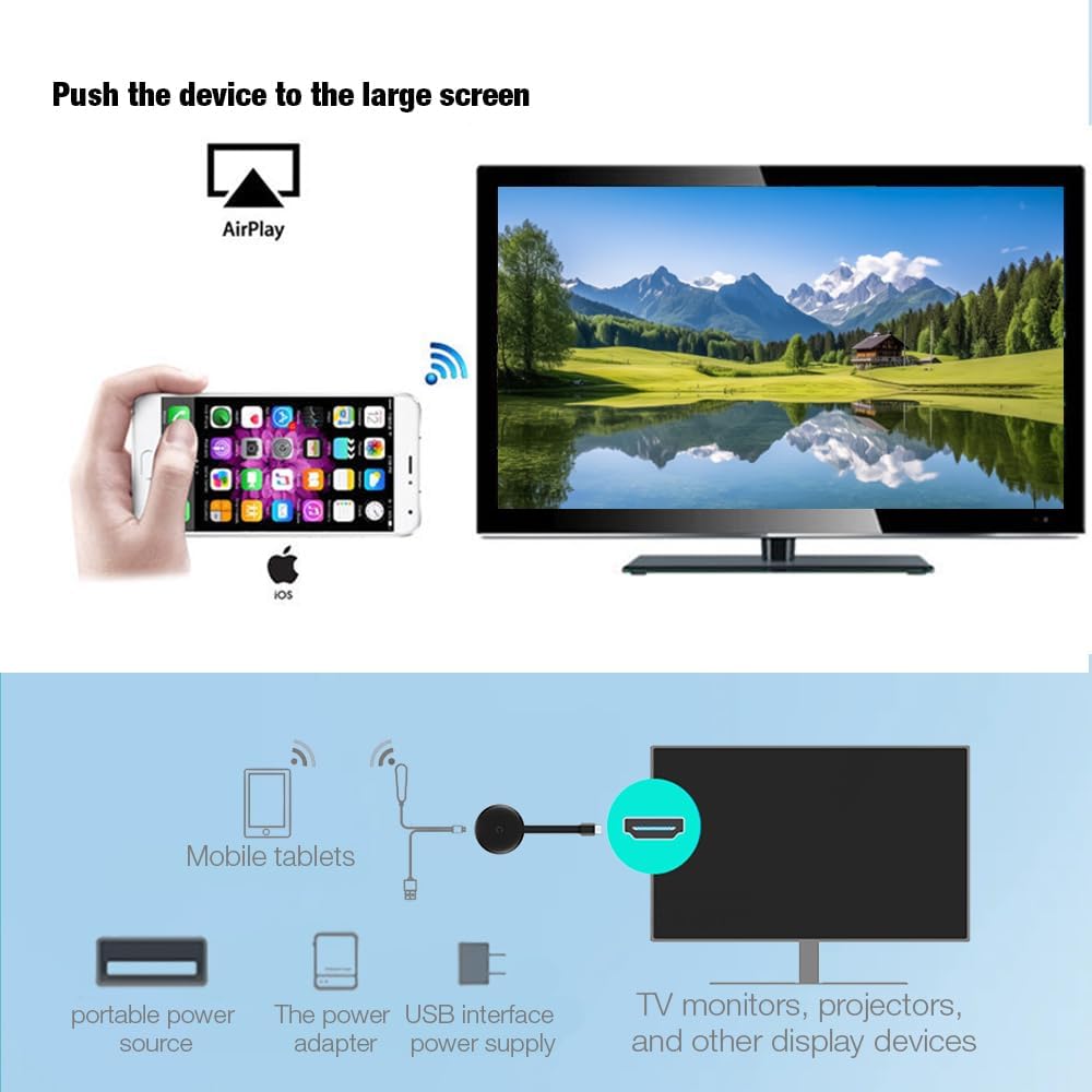 Dongle HDMI sans Fil, 2,4/5 GHz Adaptateur HDMI sans Fil, Miracast Dongle 4K, Récepteur d'Affichage WiFi pour TV Stick/Android/iOS/Windows/Projecteu - 3