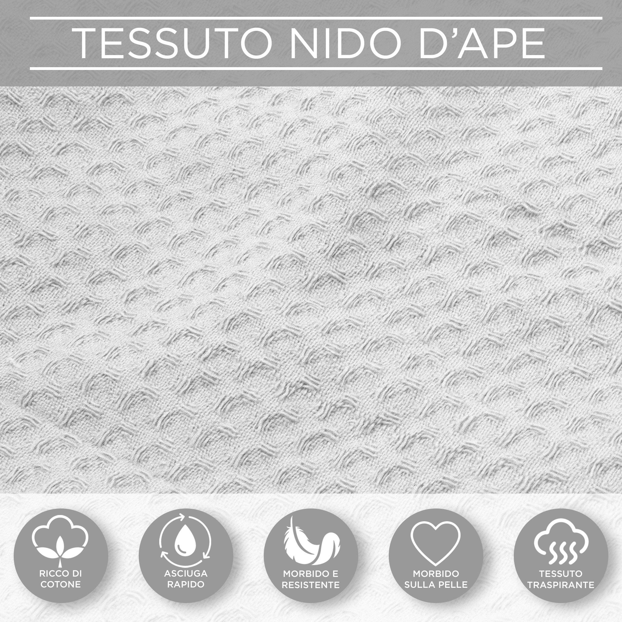 Accappatoio Nido d’Ape Unisex Uomo Donna leggero con Cappuccio e tasche 7130 – Tg. XXL-XXXL - 5