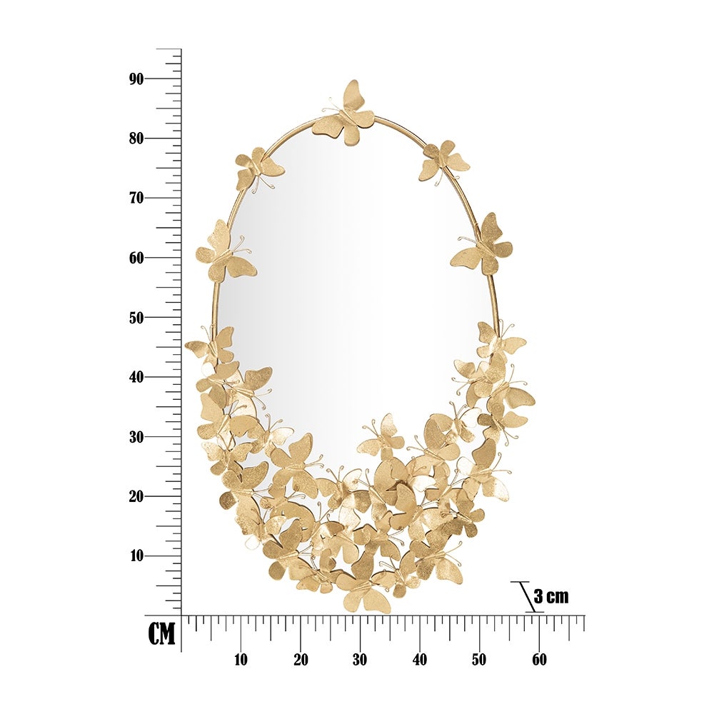 Specchio ovale da parete dorato con farfalle decorative Butterfly Wind - 6