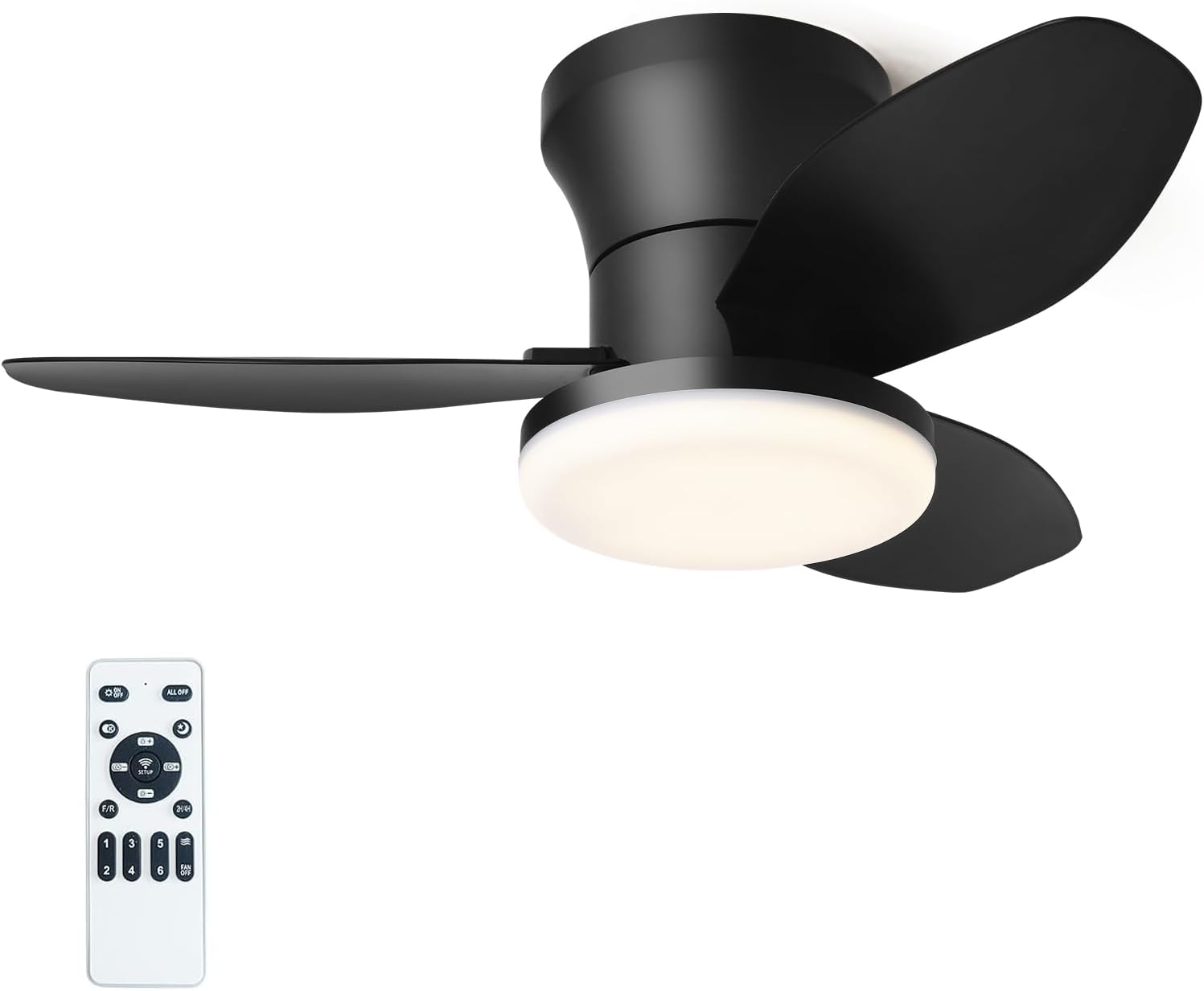 AUTODAY Silenzioso Ventilatore da soffitto con luce 62cm dimmerabile piccolo ventilatore soffitto Telecomando con funzione di memoria Funzionalità estate/inverno DC Motore Reversibili 6 velocità