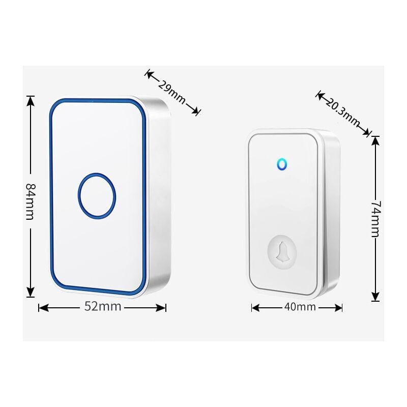 Sonnette électronique rechargeable étanche jusqu'à 150 m avec flash LED, 60 mélodies et contrôle du volume à 5 niveaux pour un usage domestique - 2